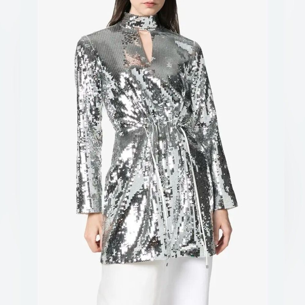 TIBI Avril cutout sequined twill mini dress size M $797